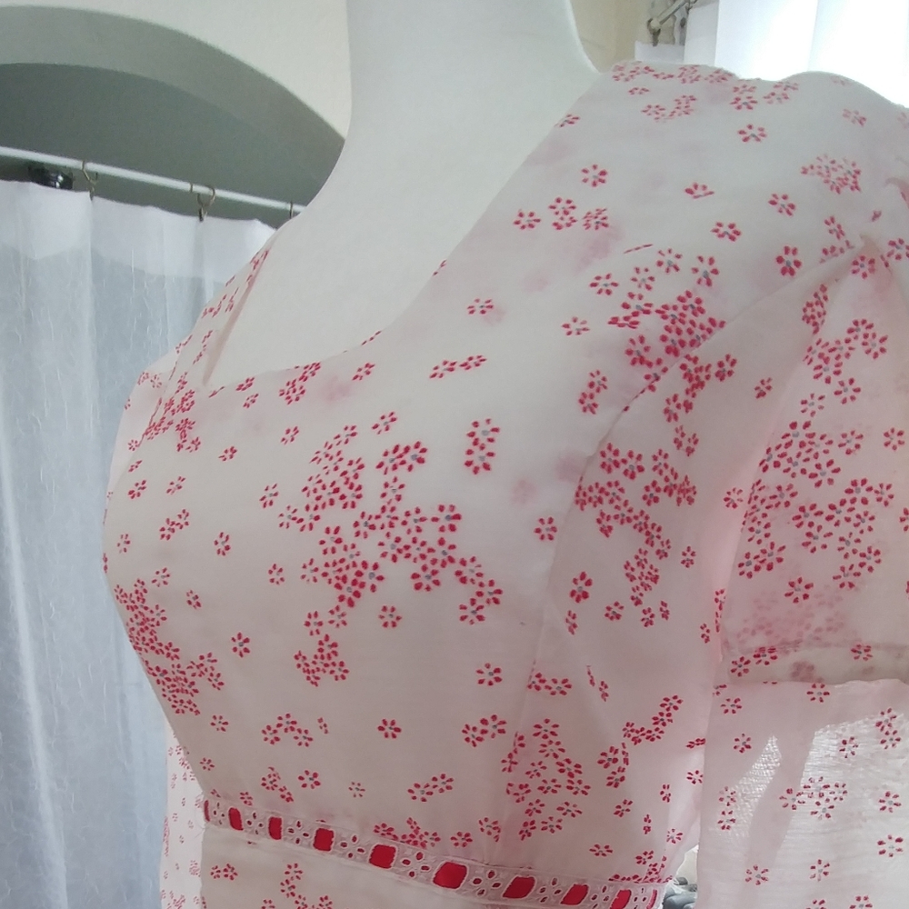 Vintage 70s Maxi Dress Puff Sleeve Floral Print 2 - Picture 5 of 16